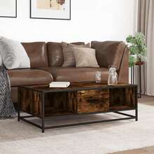 Coffee Table Smoked Oak 100x57x35 Cm Engineered Wood And Metal - Brown - View 4
