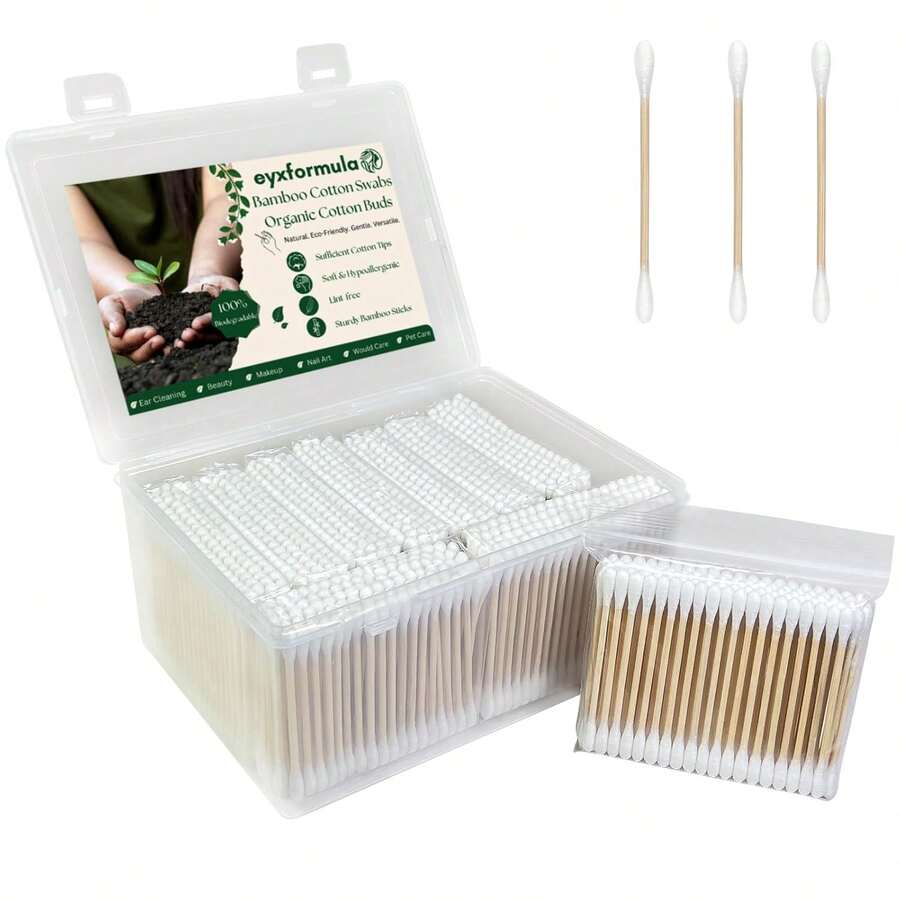 Eyxformula 1000 Count Organic Cotton Swabs, Double Tips Cotton Buds With Sturdy Sticks Ear Cleaning, Makeup, Hygiene, Beauty, Pet Care, Arts & Crafts, Household Cleaning - Bộ 300 chiếc - Xem 1