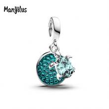 Manyilus Manyilus Original 1 Stück 925 Sterling Silber Anhänger Perlen Clips - mit Katzen Pfoten Abdruck, Oktopus, Delfin, Meeresschildkröte, Meeresfisch, Rose Herz Liebeswörter, Gitarre, Goldene Schokolade, Vierblättriges Kleeblatt, Hufeisen, Famas Hand Designs. Ein ausgezeichnetes Schmuckgeschenk für Familie, Freunde und Damen, ideal für Geburtstage, Valentinstag, Abschlusszeit, Strandaccessoires und Freundschaftstag.