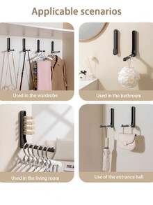 2PCS/1PC Hangers Save Space, Foldable Hanging Storage Device, Hanger Hook Organizer And Hanger Storage Rack That Can Accommodate Velvet/Wood/Plastic Hangers, Multi-Functional Non-Porous Storage Rack