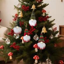 Juego de 4 adornos navideños de gnomo, muñeco de peluche sin rostro, colgantes decorativos para árbol, hogar y vacaciones. - Verde Oliva - Ver 3