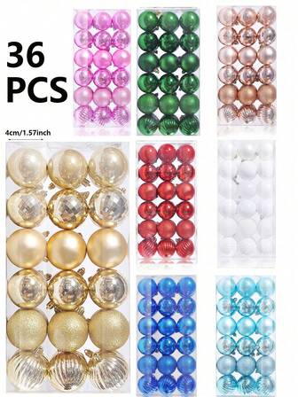 36pcs 4cm Shatterproof Christmas Balls, Christmas Ball Ornaments For Christmas Tree Hanging Decor, Creative Christmas Tree Pendant Ornaments, Christmas Party Supplies Decorations, Suitable For Winter Home Decor And Holiday Celebrations, Festival Parties, Christmas Parties, Room Decor, Holiday Decorations, Festival Decorations, Party Favors, Fun Christmas Party Decorations, Christmas Holiday, Happy New Year, Christmas Decorations, Perfect Christmas Gift For Friends