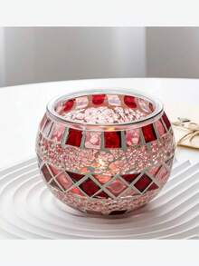 1 buc Suporturi de lumânări din sticlă mozaic, Ornament de cină pentru lumânări votive europene la modă romantică vintage pentru recuzită de nuntă, Decor la malul mării, Decor de bar