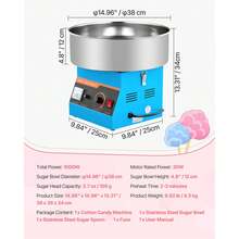 Cotton Candy Machine Commercial, 1000W Electric Candy Floss Maker, Easy Use With 15 Inch Stainless Steel Bowl And Sugar Scoop, Makes Hard Candy For Home Kids Birthday, Family Party, Blue - Blue Bevel - View 7