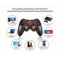 El mango de juego Bluetooth inalámbrico está conectado directamente al sistema iOS android. La batería tiene una larga vida útil y es adecuada para computadoras móviles - Negro - Ver 5