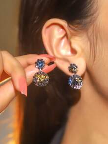 華麗水晶耳釘女款1對