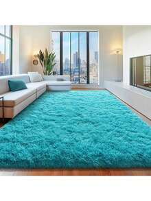 WISH TREE 8x10 Area Rugs For Living Room, Fluffy Shaggy Rug Soft Carpets, Big Rugs For Bedroom Dorm Home Decor Aesthetic Teal Blue - 水鴨藍 - 查看 9