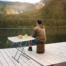 Height Adjustable Folding Table, Outdoor Folding Table, Picnic Table, White, Suitable For Picnics, Fishing, Camping, Indoor And Outdoor Use. - trắng - Xem 6