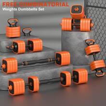 GIKPAL 85lbs Adjustable Dumbbells Set, 4 In 1 Free Weights Dumbbells Set With Connector Used As Dumbbell, Barbell, Push Up Stand, Kettlebells For Home Gym Exercises - 85 pound - Xem 3