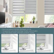 Zebra Blinds For Windows Pull Down Roller Window Shades Dual Layer Light Filtering Privacy For Day And Night, Corded Door Shades For Home Easy To Install - Grey - View 5