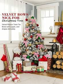 1/6/12个粉色小天鹅绒圣诞蝴蝶结，适用于圣诞树、花环、礼品包装、工艺品、婚礼、派对、扭结蝴蝶结，可用于糖果袋、烘焙食品袋、丝带蝴蝶结、圣诞树装饰、圣诞花环蝴蝶结装饰，适用于圣诞礼品包装、家居花环、栅栏、壁炉、婚礼派对装饰、家居装饰、圣诞装饰、房间装饰、冬季装饰 - JQ43 - 查看 9