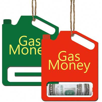 Porta-dinheiro de Natal, cartões de presente para gasolina, cartões comemorativos para dinheiro de gasolina, cartão comemorativo, enfeite para lata de gasolina, enfeite engraçado para porta-dinheiro, lata de gasolina pequena para presente de Natal, engraçado para mamãe e papai, presentes de ano novo