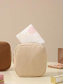 1pc Corduroy Sanitary Pad Storage Bag, Portable Travel Storage Bag, Large Capacity Sanitary Pad Storage Bag, Feminine Tampon Storage Bag, Portable Cosmetic Lipstick Bag, Coin Purse, Girls Coin Purse, Sanitary Pad And Liner Storage Bag, For Storing Sanitary Pads, Liners And Tampons, Essential For Girls, Travel Essential, Holiday Gift, Gift For Girls - Multicolor - View 7