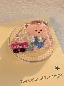 1 Gilded And Colorful Illustration Magnetic Phone Sliding Stand, Suitable For Magsafe Magnetic Stand, Personalized Cartoon Extendable Portable Phone Support Stand