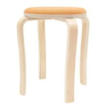 8-Piece Solid Wood Round Stools - Stackable Padded Seating With Soft Surface - Space Saving Nesting Design For Home & Events - Natural Finish Wooden Stools With Comfort Cushion - Set Of 8 Circular Stools For Flexible Seating - 黃色,褐色,咖哩色,綠色,紫色,紅色,藍色,橘色 - 查看 5