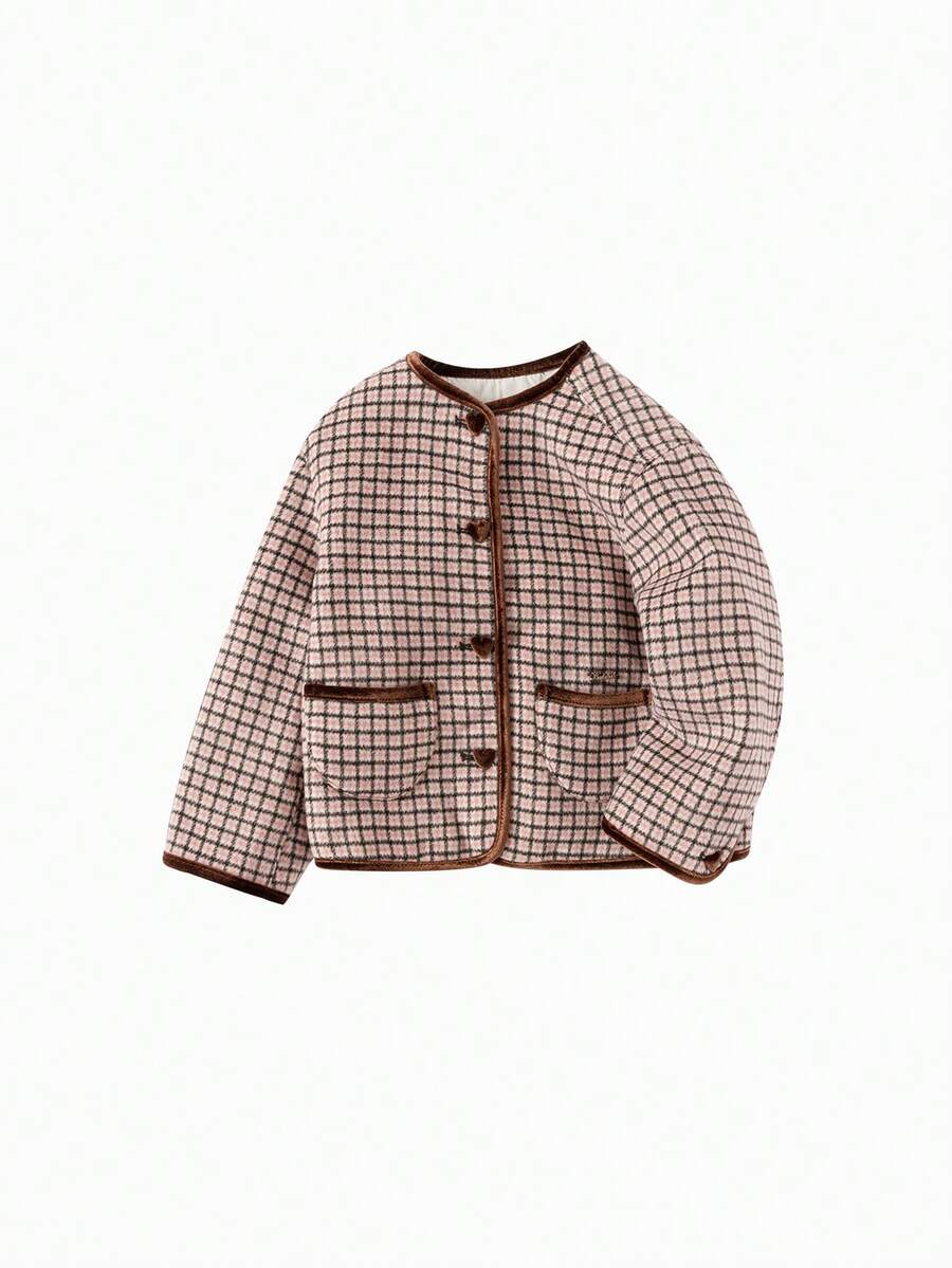 Balabala Girls Winter Tweed Jacket, Fashionable Young Girl Coat, Cute & - Brown Tone - View 1