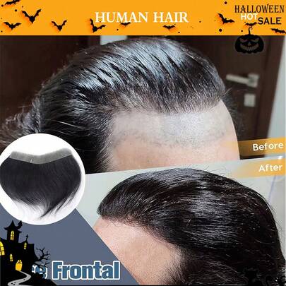 Men's Full Toupee -Natural Black Natural Hairline, Invisible & Breathable Human Hair Wig For All Skin Tones