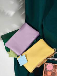 Nova bolsa com zíper em cores pastéis, bolsa portátil para celular com fecho de zíper de 20 x 12,5 cm, bolsa de cosméticos pequena minimalista em PVC de cor sólida, estilo doce, estilo casual, transparente, feminina, primavera, verão, outono, inverno, menina, estudante, amante de maquiagem, jovem, dia dos namorados, Natal, dia das mães, ação de graças, armazenamento para viagem, deslocamento diário, festa e encontro, vida no campus, organização doméstica, escolha de presente