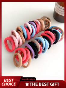 50pcs/30pcs/10pcs Girls Headbands, Black Solid Color Elastic Hairbands,Hair Band, Suitable For Daily Use, Simple And Durable, Thick Ponytail Headbands, Simple And Elegant Style, High Elasticity And Seamless Design, Suitable For Daily Life, Bathtub Hair, Broken Hair, Christmas Gifts, New Year Gifts, Elastic Ponytails. - Multicolor - View 8