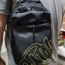 SYNA WORL 男女斜挎包，斜挎背包，腰包，夜光小号斜挎包，适合旅行、徒步、跑步 - 黑色 - 查看 4