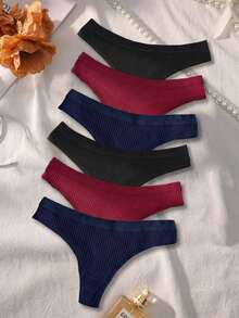 6件套罗纹舒适丁字裤和T字后背无缝套装