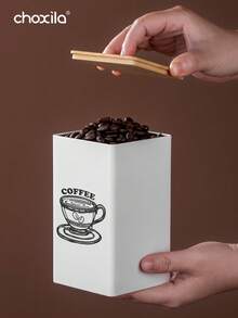 choxila 3件套咖啡储存罐茶叶零食咖啡豆储存罐竹盖铁艺展示方形罐