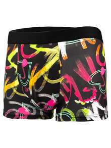 10 件男士时尚图案内裤，涂鸦设计舒适弹力平角内裤，运动短裤，新颖男士内裤，骑行短裤 - 彩色 - 查看 6