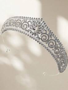 1pc Fashionable & Luxurious Teardrop-Shaped Swirled Zirconia Bridal Tiara Crown, Ideal For Wedding, Birthday, Coming-Of-Age Ceremony, Etc. (Material: Alloy + Zirconia) Elegant Royal