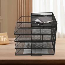 Paper Letter Tray Desk File Organizer Stackable Desk File Document Organizer - Black - View 11
