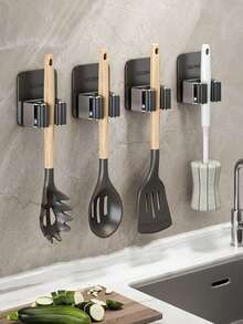 6 pièces/set Porte-balai mural créatif, convient pour l'égouttage de la vadrouille et le rangement du balai, crochet à vadrouille idéal pour la salle de bain, la cuisine, le jardin, l'organisation des outils de nettoyage (6/4/3/2/1 pièce), couleur aléatoire