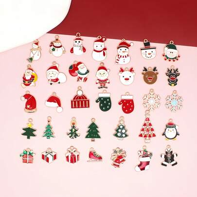 20pcs Christmas DIY Jewelry Accessories - Christmas Tree, Snowman, Gift, Alloy Pendant Charms, Bracelet Findings, Ed & Green DIY Jewelry Making Kit, Suitable For Women, Including Santa Claus, Reindeer And Holiday Amulet Christmas Gifts, Christmas Jewelry Making Set | Holiday Themed Crafts | Zinc Alloy, Christmas Jewelry Making Supplies, Christmas Amulet Bracelet Findings
