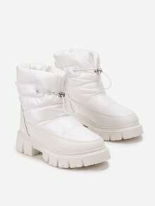 Weiche Pikowane-Schneestiefel für Damen, lässige Winterstiefel - Weiss - Übersicht 4