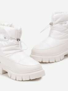 Weiche Pikowane-Schneestiefel für Damen, lässige Winterstiefel - Weiss - Übersicht 5