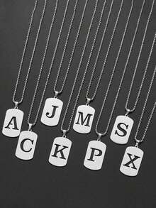 1pc Titanium Steel Letter Pendant Necklace, Minimalist Versatile 26 English Alphabet Small Design Necklace, Accessory, Gift For Christmas, New Year, Valentine's Day - Multicolor - View 1