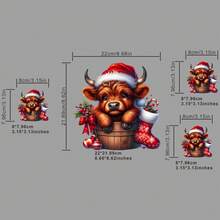 3 قطع/4 قطع/3 قطع من ملصقات الأبقار الهضبية البنية والصفراء في أوعية ذات موضوع عيد الميلاد، رقع ملابس DIY قابلة للغسيل، ملصقات نقل الحرارة، تي شيرتات نسائية/رجالية، حقائب الظهر، وسائد، شارات زخرفية، ملصقات، قبعات البيسبول، حقائب الظهر، إلخ