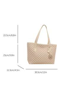 حقيبة تسوق قابلة للطي ذات نمط هندسي أنيق وسعة كبيرة، تشمل محفظة صغيرة، مناسبة للفتيات والنساء للتسوق والتنقل والسفر في العطلات، حقيبة نسائية بطراز العملة القديمة، حقيبة مدرسية