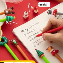 1 pieza, Bolígrafo de gel de dibujos animados de Navidad de invierno, recambio de 0.5mm, bolígrafo creativo, útiles escolares para estudiantes, suministros de oficina, adecuado para la escuela, la oficina y el hogar, escritura suave, regalo navideño, bolígrafo para firmar, excelente material de papelería y útiles escolares, regalo ideal para Navidad.