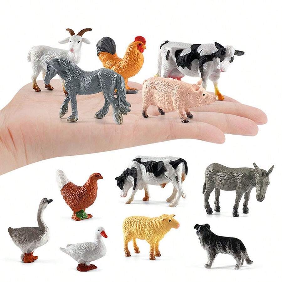 Modelos realistas en miniatura de animales de granja, incluyendo pollo, pato, ganso, caballo y vaca, adecuados para regalos de vacaciones, educación científica y desarrollo cognitivo, regalos de Navidad y Halloween
