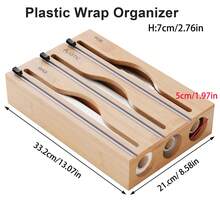 1 szt. Dozownik do folii bambusowej, organizer kuchenny z bambusa, pudełko do przechowywania folii aluminiowej i folii plastikowej, odpowiednie do kuchni