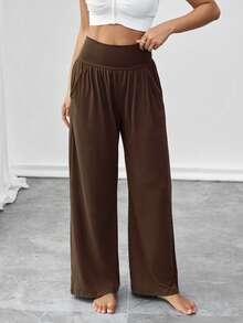 1 Stück Damen Hose mit hoher Taille, weitem Bein, bequem und weich für Fitness, Yoga, Outdoor-Aktivitäten, Spazierengehen, Wandern, Übungen, Lässig mit Seitentaschen, für Herbst/Winter