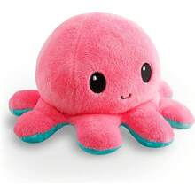 TeeTurtle - Reversible Octopus Plushie - Pink + Aqua - Cute Sensory Fidget Stuffed Animals That Show Your Mood, 4 Inch - Lấp lánh xanh + Nơ lấp lánh xanh nhạt - Xem 7