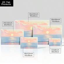 Posters & Prints, 1 Pc Framed 2D Flat Canvas Poster, Sunset Seascape, Soft Colors, Impressionist Style Wall Art, Ideal Gift For Bedroom Living Room Corridor, Wall Art, Wall Decor, Room Decoration, 2D Flat - 藍色 - 查看 5