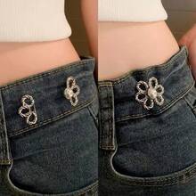 1/2/3/5 件裤腰收紧器，可调节腰带扣套装，用于牛仔裤的额外纽扣，使裤子、牛仔裤、袖子更紧的纽扣调节器（银色）可调节金属纽扣针，适用于牛仔裤和服装，时尚女孩配饰 - 彩色 - 查看 10