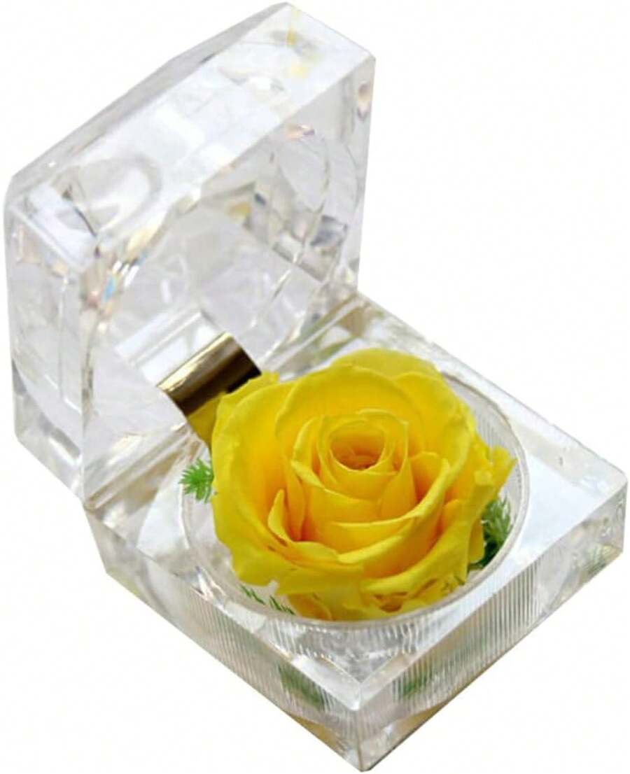 Rosa Eterna De Flores Conservadas Con Caja De Regalo Para Mujer - Regalo Para San ValentíN, CumpleañOs Y Aniversarios (Amarilla) - foto 2 - Ver 1