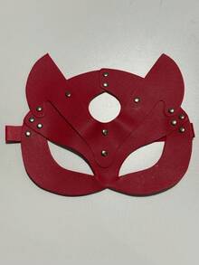 1pc Black Synthetic Leather Cat Mask With Ear Holes - Gothic Punk Style Halloween Party, Masquerade Ball And Adult Game Costume Accessory | Cat Themed Mask | Bold Fashion Mask - Multicolor - View 13