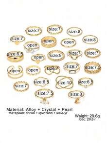 22pcs Vintage Gold Silver Ring Set For Women Finger Ring Set Female Jewelry Fashion Accessories Jewelry Gift - CG0198 - View 7