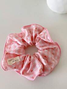 1 pieza/Set de 5 Scrunchies con estampado de cuadros, lazos elásticos de estilo coreano con etiqueta de tela linda, suaves y transpirables, sin dañar el cabello, disponibles en negro/rojo/azul/amarillo/rosa, adecuados para diario, escuela, accesorio de peinado para estilo de cabello al aire libre, sujetador de cola de caballo - Multicolor - Ver 7