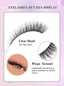 Rikuaild 7 Pairs Natural Looking Wispy Curly Cat Eye Transparent Stem False Eyelashes Faux Mink Lashes For Daily Reusable, Suitable For Beginners