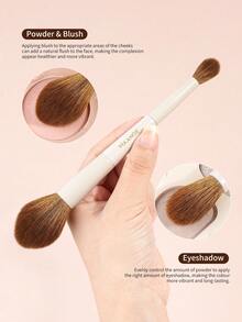 MAANGE 5/7/8/10pcs Soft Dual-Ended Multi-Functional Makeup Brush Set, Including Face Brush, Powder Brush, Blush Brush, Concealer Brush, Contour Brush, Nose Brush, Eyeshadow Brush, Detail Brush, Foundation Brush, Highlighter Brush. Made Of High-Quality Synthetic Hair, Durable For Daily Facial Makeup, Suitable For Liquid, Cream And Powder Products. Can Be Used For Stippling, Blending And Facial Cleansing. - White - View 12
