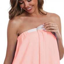 Women's Ultra-Soft Adjustable Bathrobe Functions As Wearable Towel Skirt. Quick-Dry, Locks Temperature Post-Shower; Comfortable, Breathable For Spa, Sauna Use. Portable, Easy To Carry, Prevents Exposure. Loose Fit With Adjustable Design Accommodates Different Body Shapes, Styles. - Multicolor - View 7